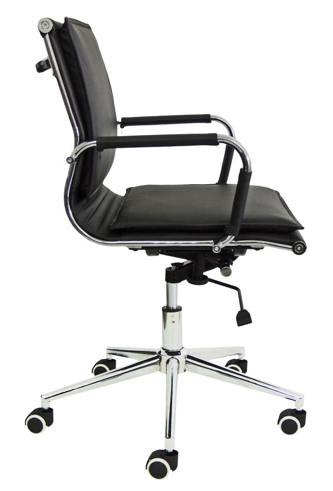 Cadeira Diretor Pelegrin em Couro PU PEL-8003L Preta Design Charles Eames