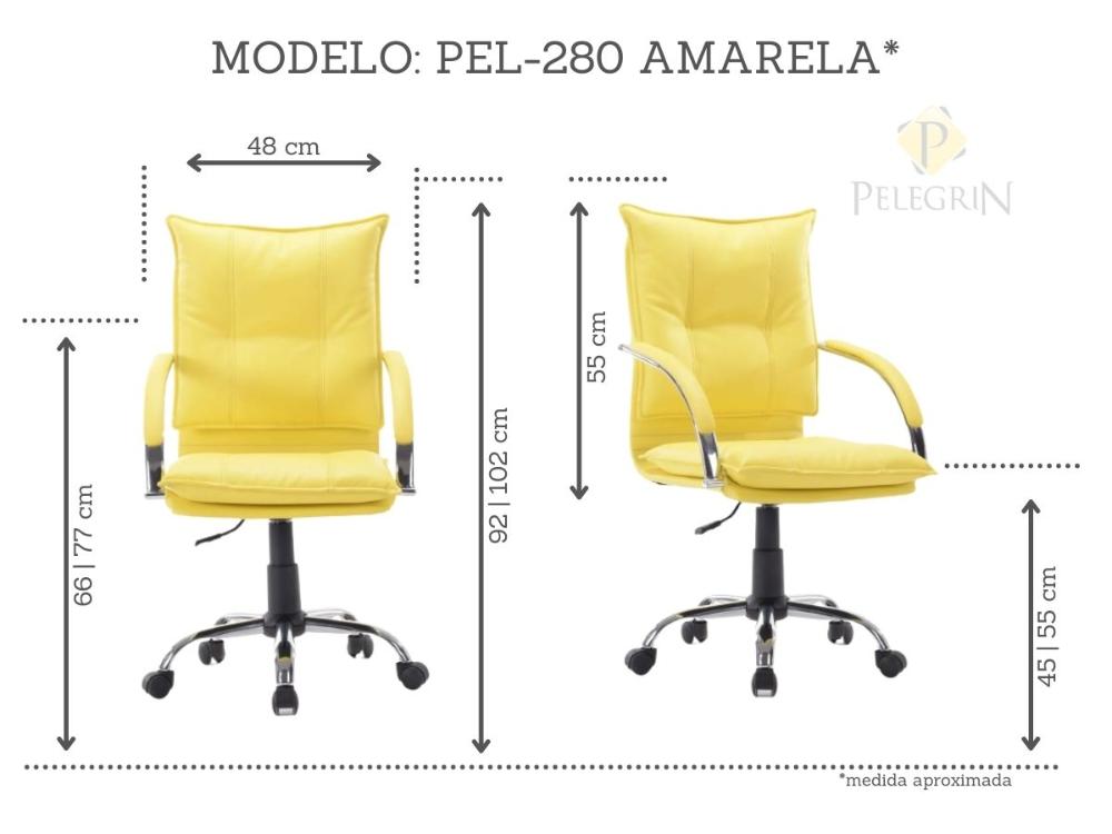 Cadeira Diretor em Couro PU Amarela Pelegrin PEL-280
