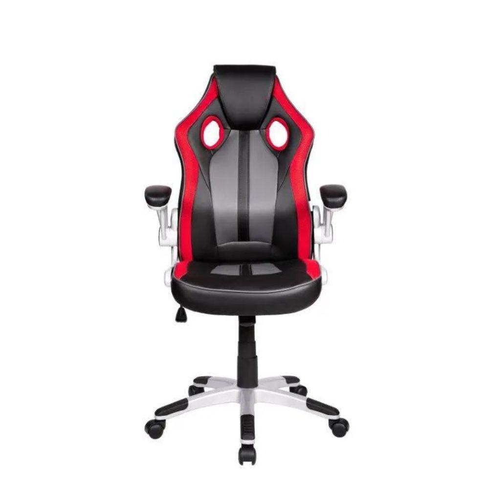 Cadeira Gamer Pelegrin PEL-3009 Couro PU Vermelha, Preta e Cinza