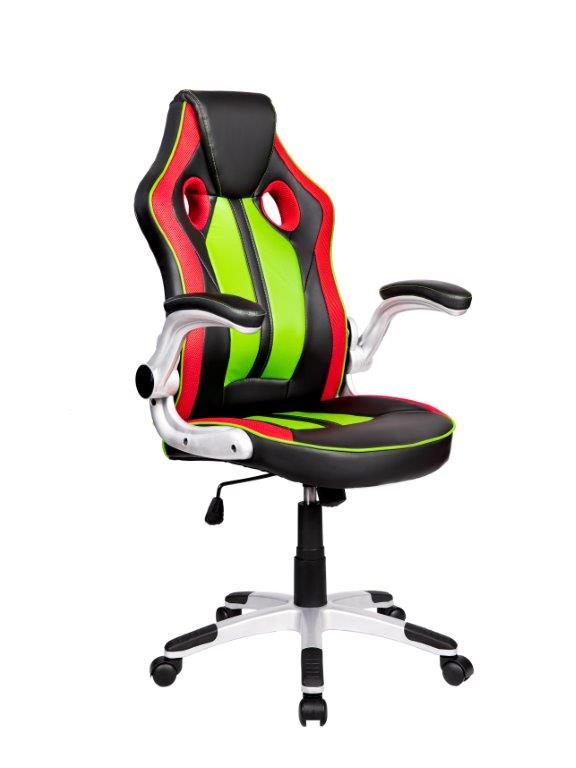 Cadeira Gamer Pelegrin PEL-3009 Couro PU Vermelha, Preta e Verde
