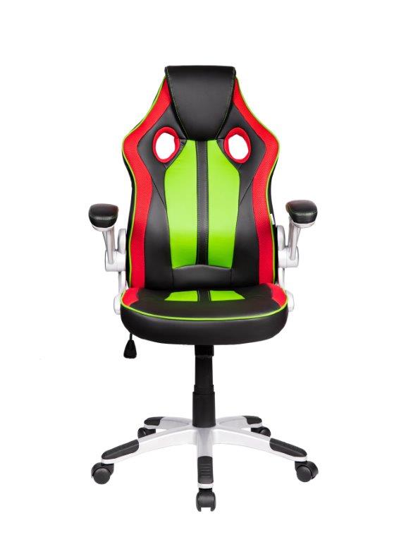 Cadeira Gamer Pelegrin PEL-3009 Couro PU Vermelha, Preta e Verde