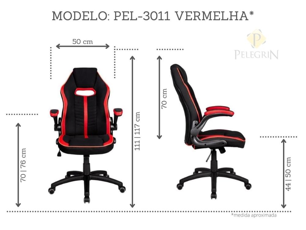 Cadeira Gamer Pelegrin PEL-3011 Preta e Vermelha
