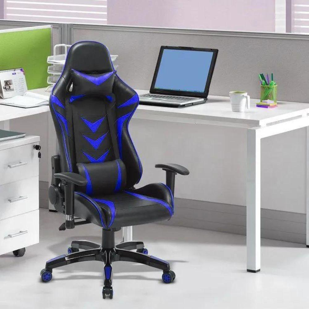 Cadeira Gamer Pelegrin Reclinável PEL-3003 Preta e Azul