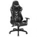 Cadeira Gamer Pelegrin em Couro PU Reclinável PEL-3003 Preta e Cinza