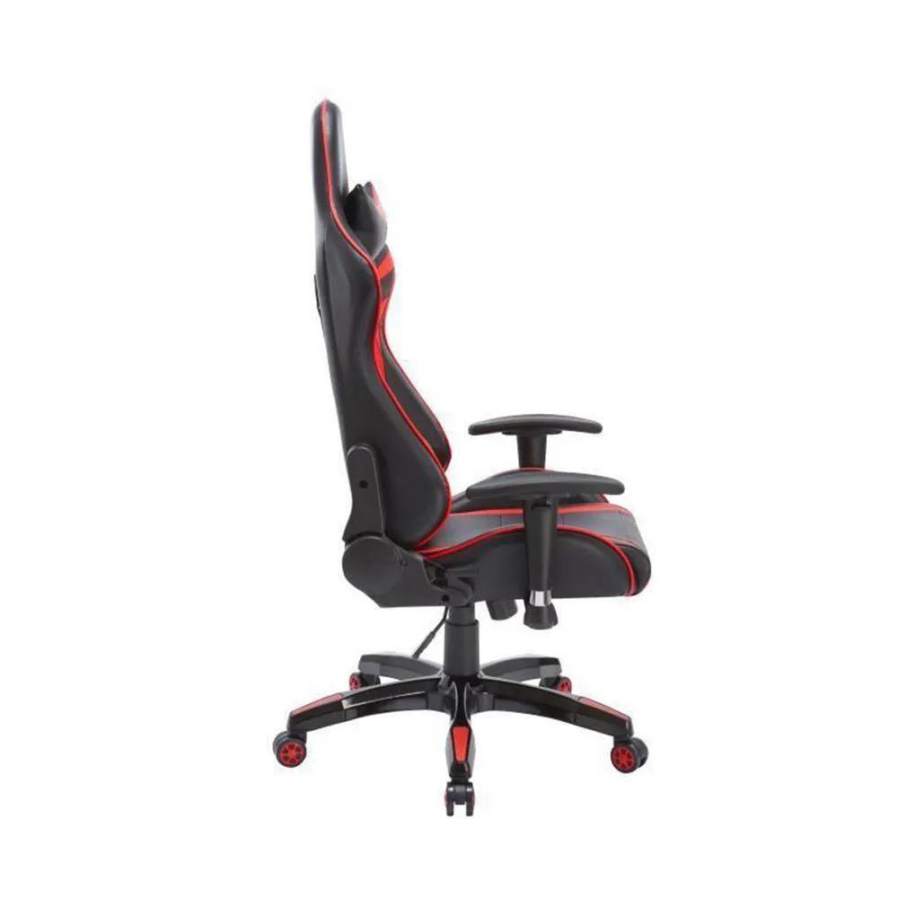 Cadeira Gamer Pelegrin em Couro PU Reclinável PEL-3003 Preta e Vermelha