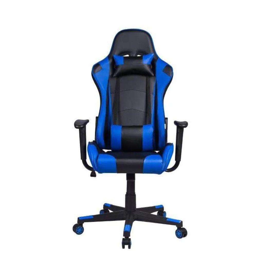 Cadeira Gamer Pelegrin em Couro PU Reclinável PEL-3012 Preta e Azul