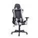 Cadeira Gamer Pelegrin em Couro PU Reclinável PEL-3012 Preta e Cinza