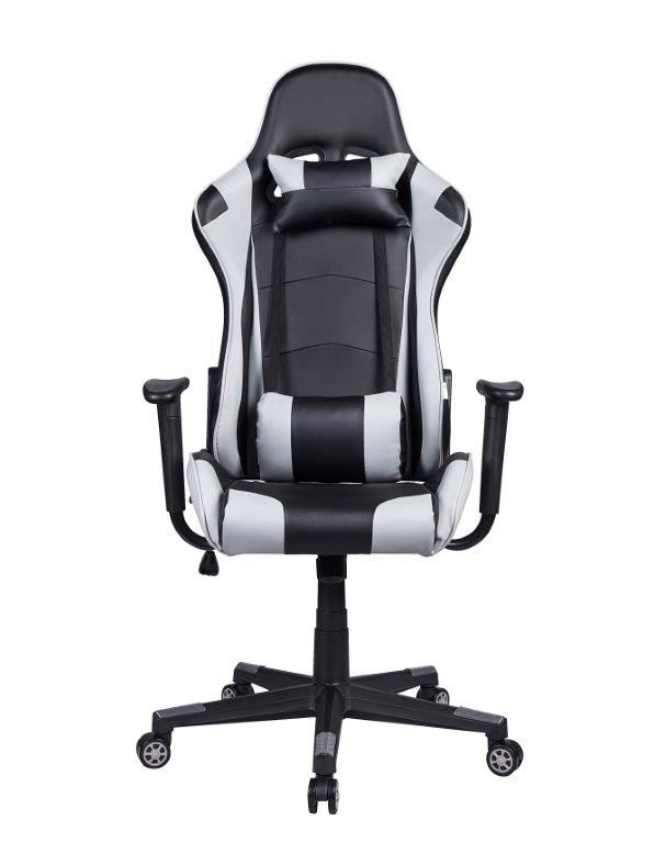 Cadeira Gamer Pelegrin em Couro PU Reclinável PEL-3012 Preta e Cinza