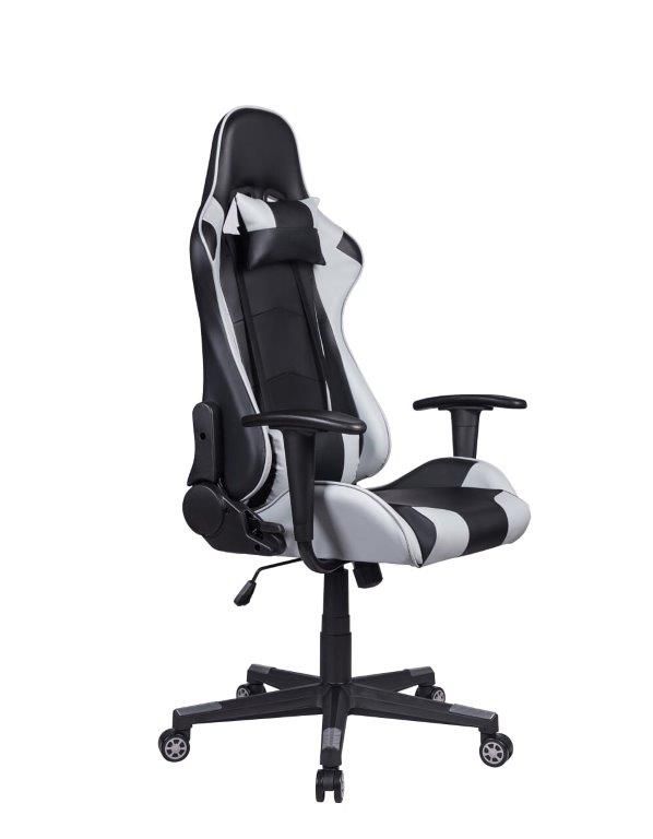 Cadeira Gamer Pelegrin em Couro PU Reclinável PEL-3012 Preta e Cinza