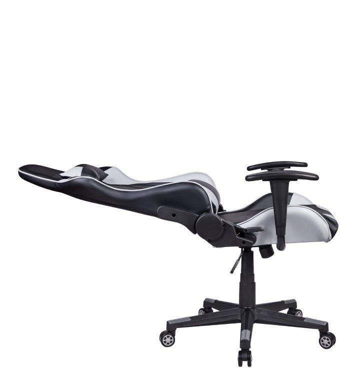 Cadeira Gamer Pelegrin em Couro PU Reclinável PEL-3012 Preta e Cinza
