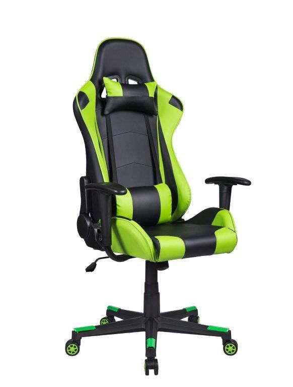 Cadeira Gamer Pelegrin em Couro PU Reclinável PEL-3012 Preta e Verde