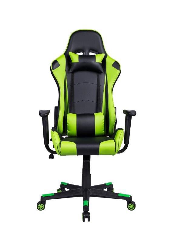 Cadeira Gamer Pelegrin em Couro PU Reclinável PEL-3012 Preta e Verde