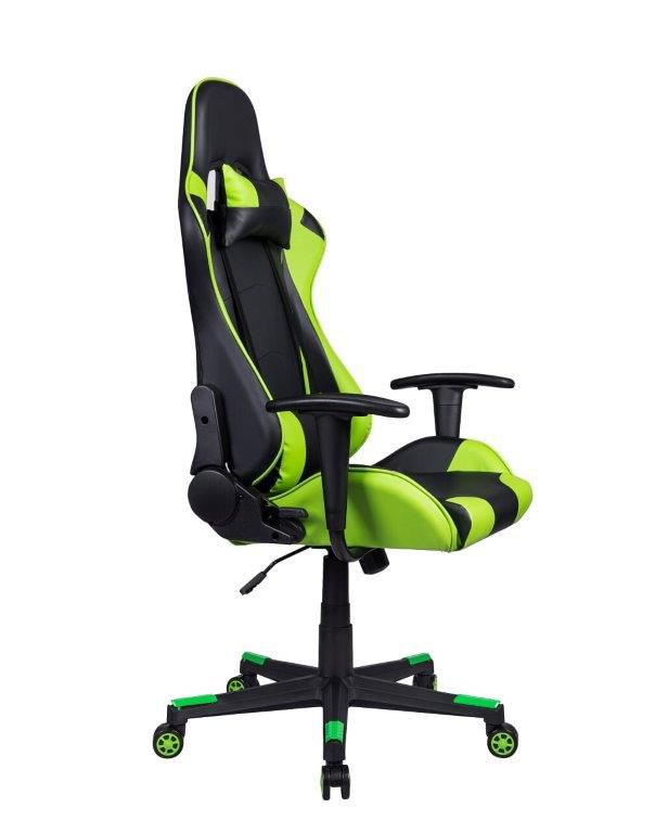 Cadeira Gamer Pelegrin em Couro PU Reclinável PEL-3012 Preta e Verde