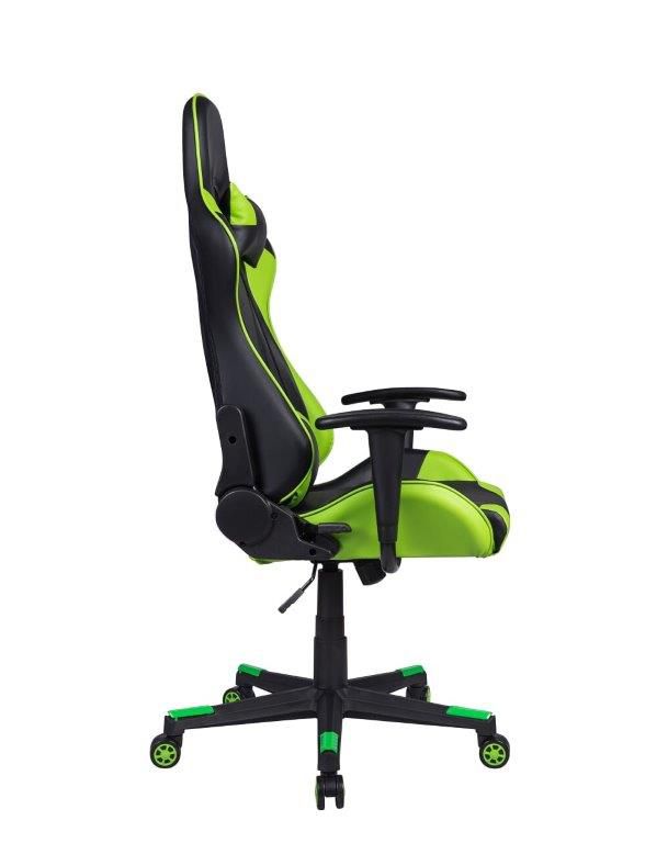 Cadeira Gamer Pelegrin em Couro PU Reclinável PEL-3012 Preta e Verde