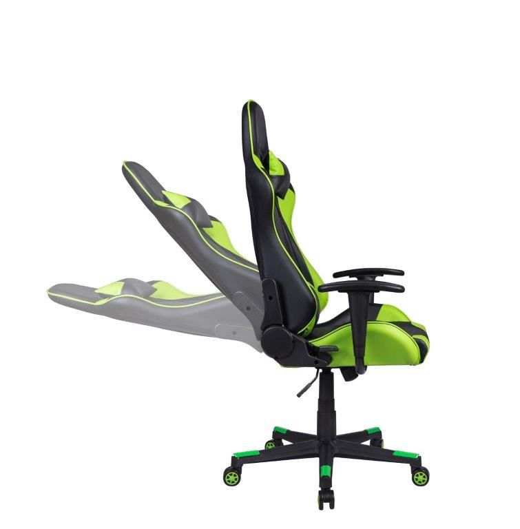 Cadeira Gamer Pelegrin em Couro PU Reclinável PEL-3012 Preta e Verde