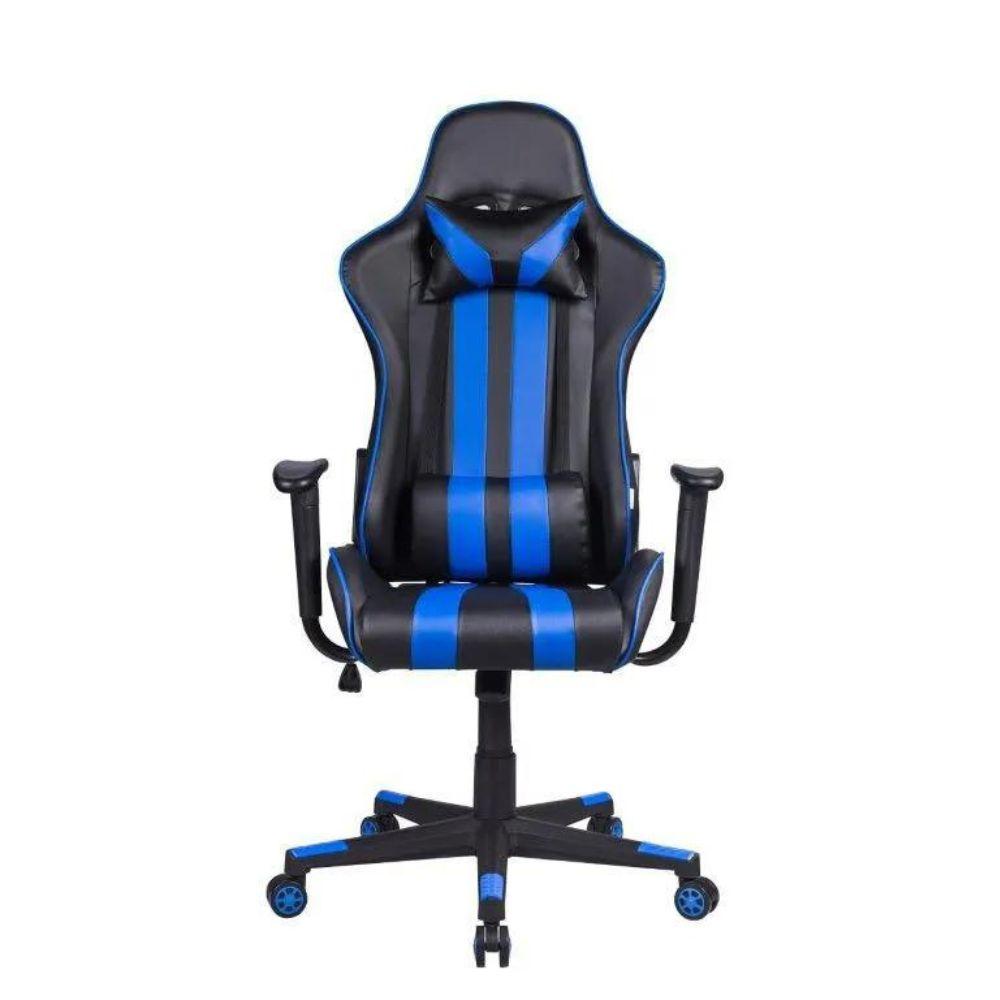 Cadeira Gamer Pelegrin em Couro PU Reclinável PEL-3013 Preta e Azul