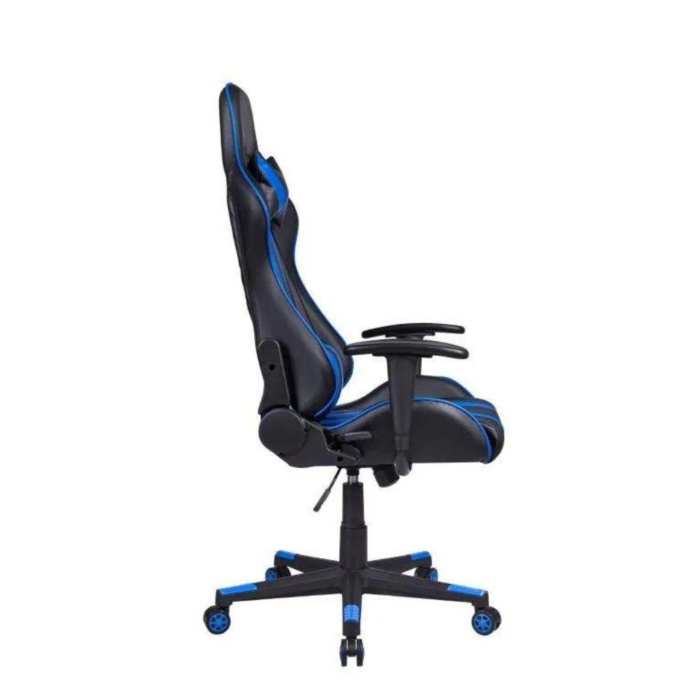 Cadeira Gamer Pelegrin em Couro PU Reclinável PEL-3013 Preta e Azul