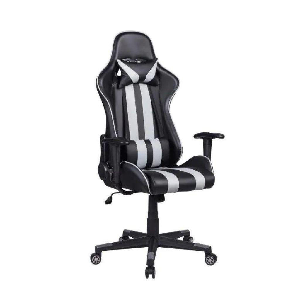 Cadeira Gamer Pelegrin em Couro PU Reclinável PEL-3013 Preta e Cinza