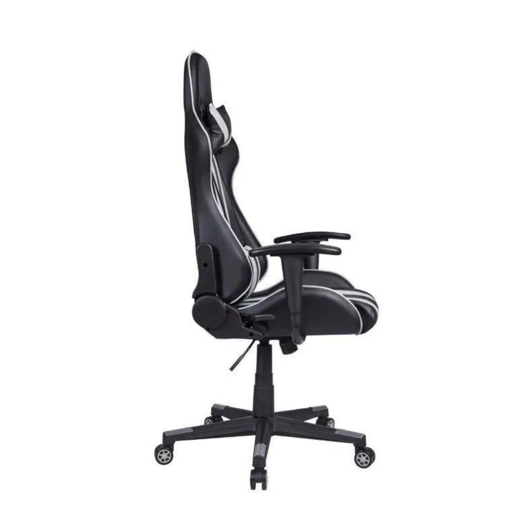 Cadeira Gamer Pelegrin em Couro PU Reclinável PEL-3013 Preta e Cinza