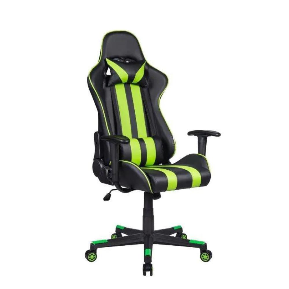 Cadeira Gamer Pelegrin em Couro PU Reclinável PEL-3013 Preta e Verde