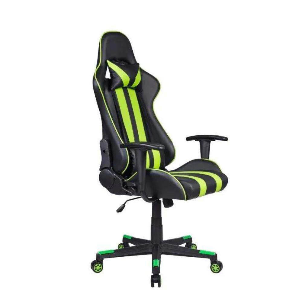 Cadeira Gamer Pelegrin em Couro PU Reclinável PEL-3013 Preta e Verde