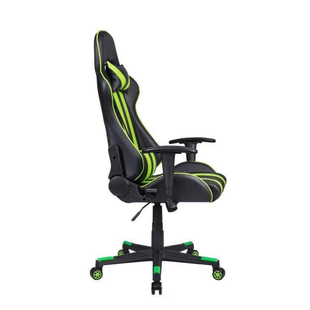 Cadeira Gamer Pelegrin em Couro PU Reclinável PEL-3013 Preta e Verde