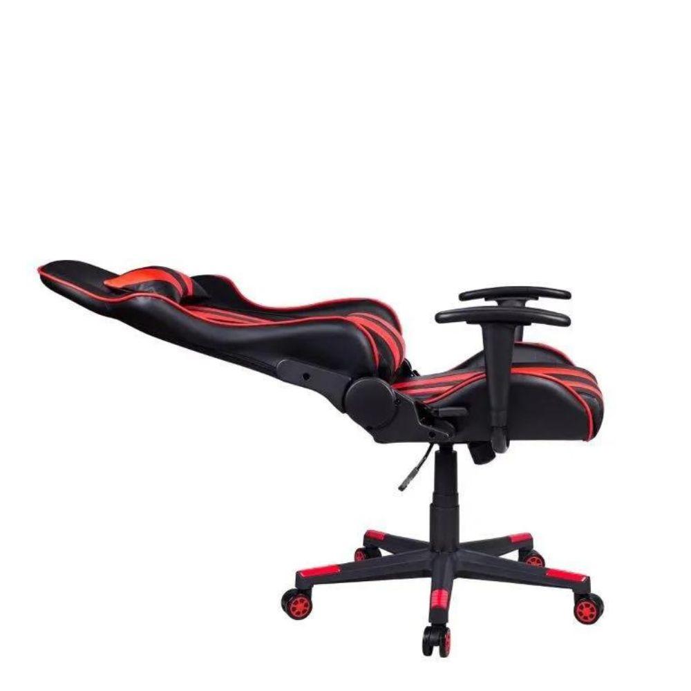 Cadeira Gamer Pelegrin em Couro PU Reclinável PEL-3013 Preta e Vermelha