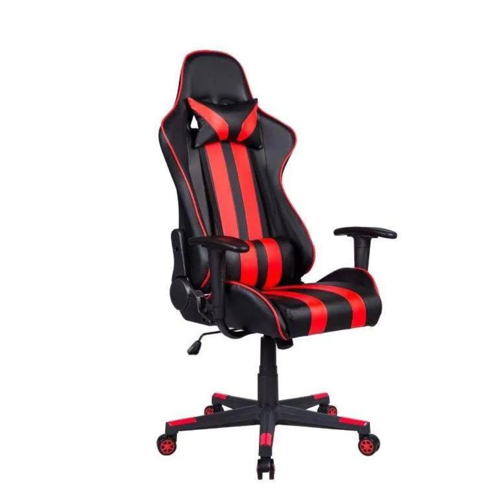 Cadeira Gamer Pelegrin em Couro PU Reclinável PEL-3013 Preta e Vermelha
