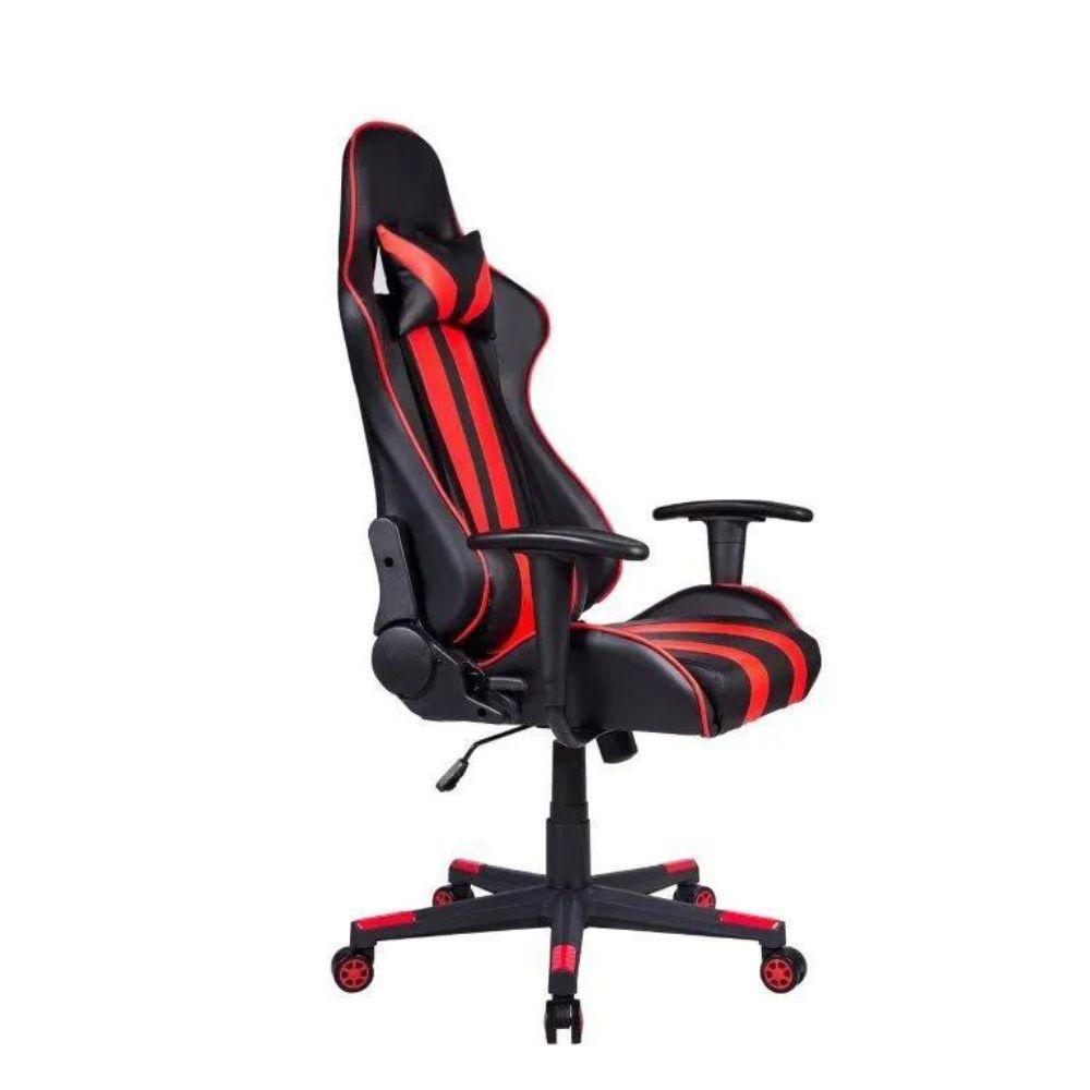Cadeira Gamer Pelegrin em Couro PU Reclinável PEL-3013 Preta e Vermelha