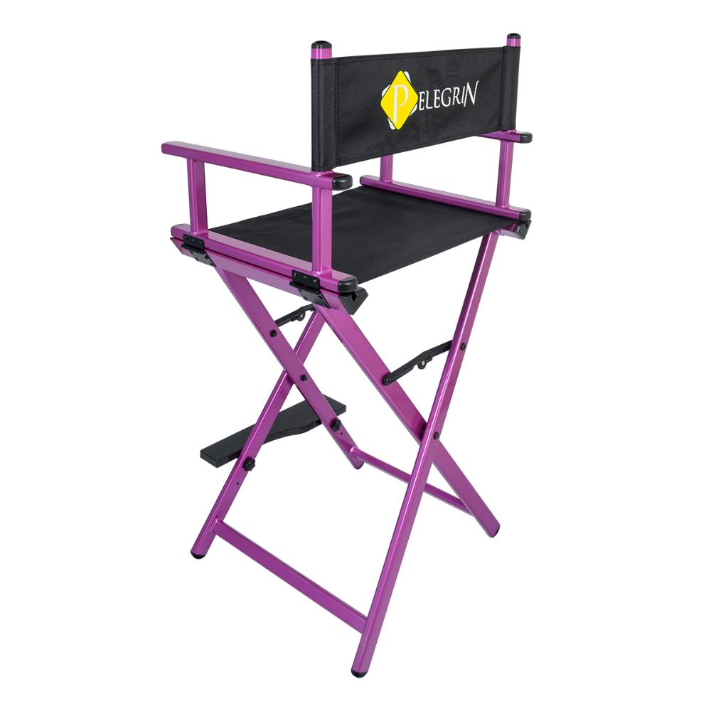 Cadeira Maquiador Diretor Cinema Alumínio Pelegrin PEL-Y01C Preta e Rosa