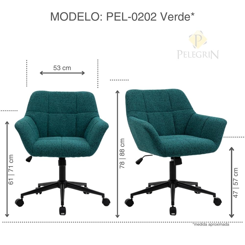 Cadeira Poltrona Giratória Pelegrin PEL-0202 Tecido Verde