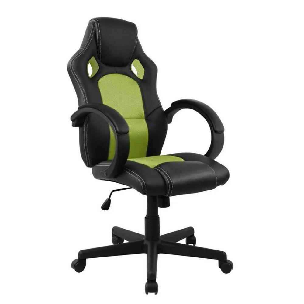 Cadeira Presidente Gamer em Couro PU Preta com Verde Pelegrin PEL – 3002