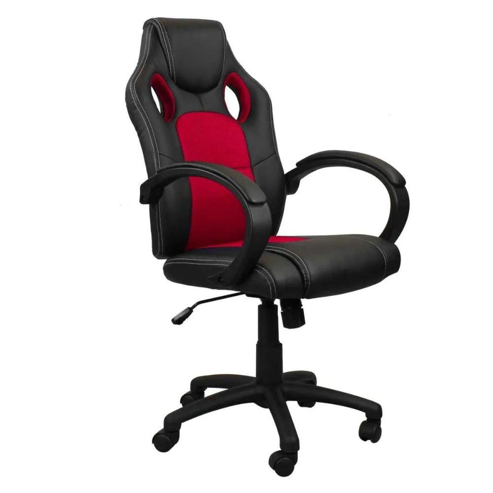 Cadeira Presidente Gamer em Couro PU Preta com Vermelho Pelegrin PEL – 3002