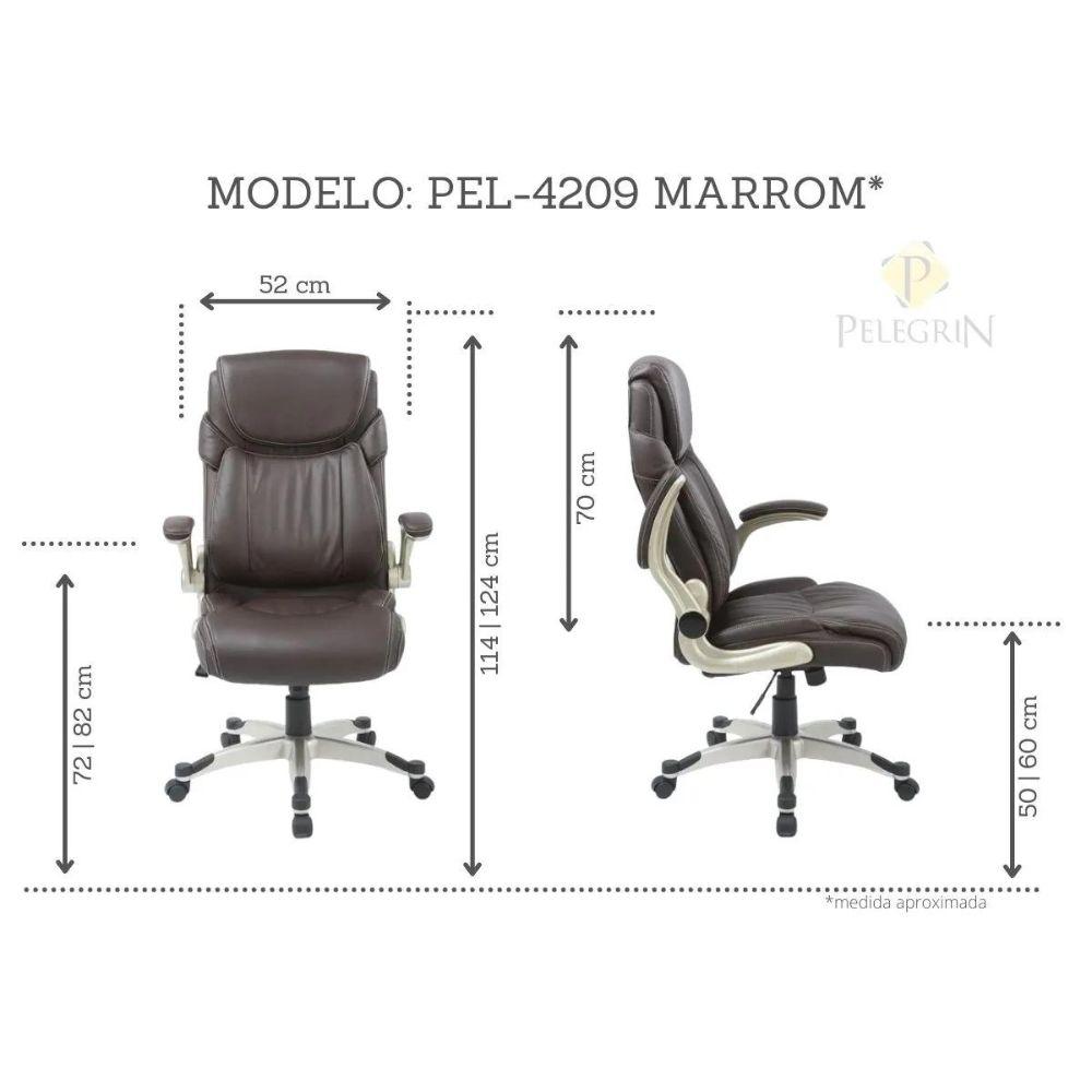 Cadeira Presidente Pelegrin PEL-4209 em Couro Pu Marrom
