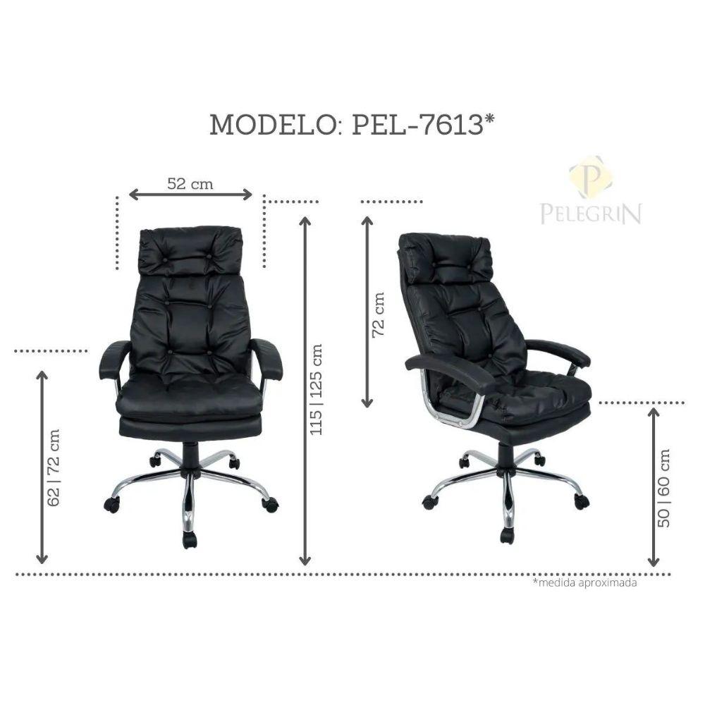 Cadeira Presidente Pelegrin PEL-7613  em Couro PU Preta