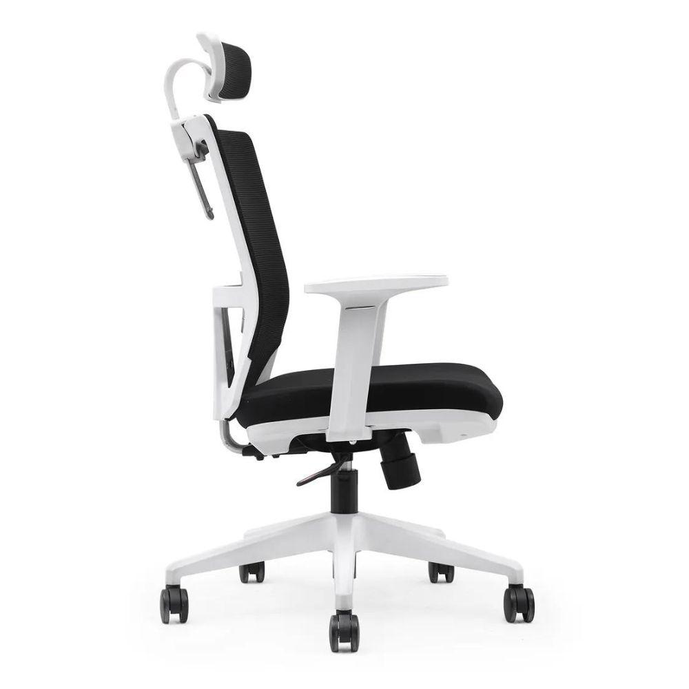 Cadeira Presidente Pelegrin Premium PEL-A105 Branca com Tela Mesh Preta