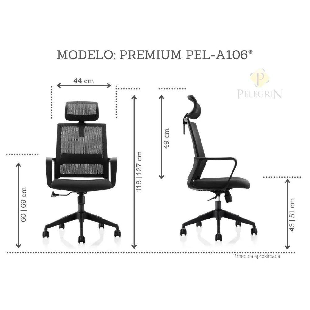 Cadeira Presidente Pelegrin Premium PEL-A106 Tela Mesh Preta