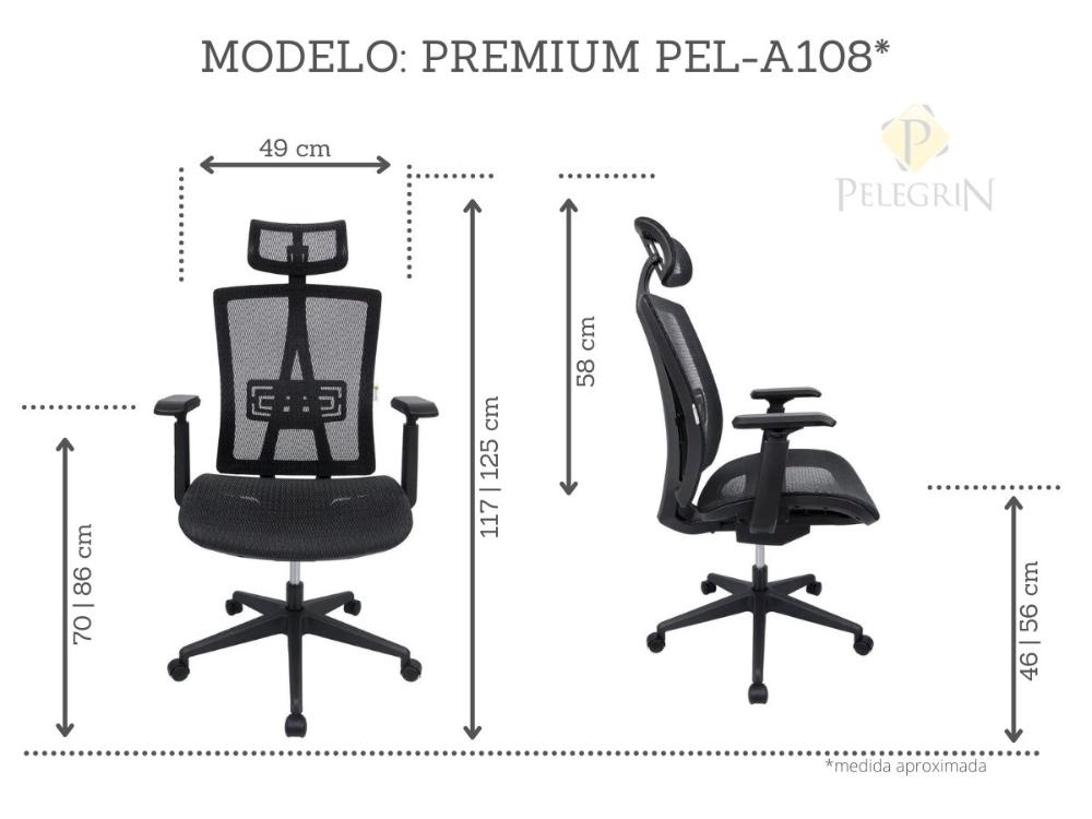 Cadeira Presidente Pelegrin Premium PEL-A108 Tela Mesh Especial