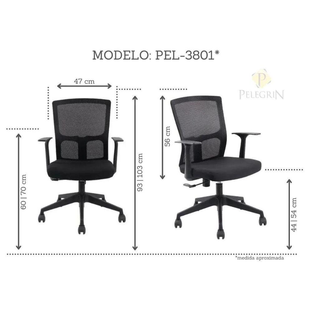 Cadeira de Escritório Diretor Pelegrin PEL-3801 Tela Mash Giratória Preta