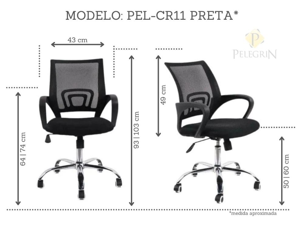 Cadeira de Escritório Diretor Pelegrin PEL-CR11 Preta