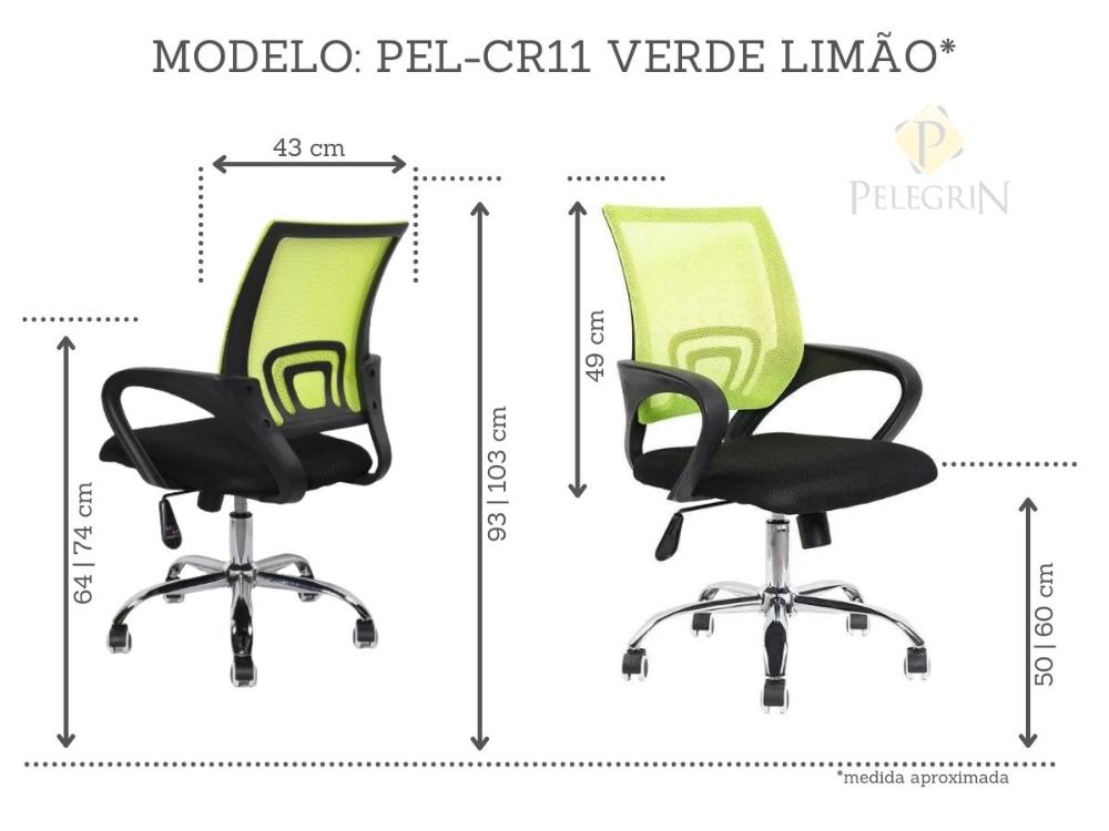 Cadeira de Escritório Diretor Pelegrin PEL-CR11 Preta e Amarela