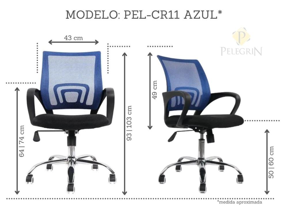 Cadeira de Escritório Diretor Pelegrin PEL-CR11 Preta e Azul