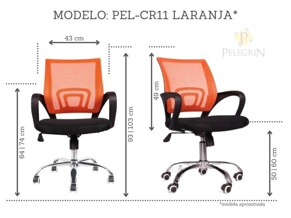 Cadeira de Escritório Diretor Pelegrin PEL-CR11 Preta e Laranja