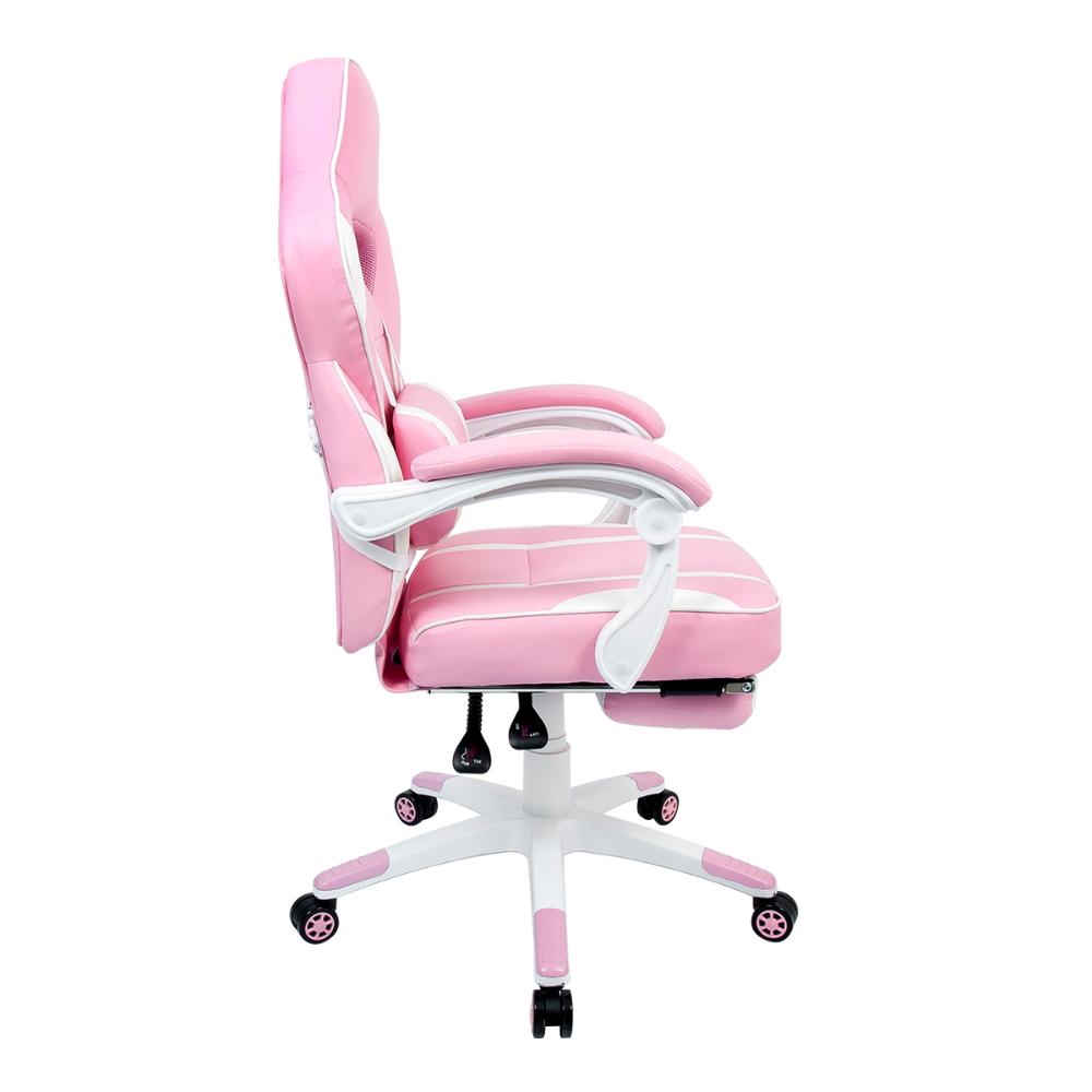Conjunto Mesa Gamer Pelegrin PEL-008P Rosa e Cadeira Gamer Pelegrin PEL-3020 Rosa