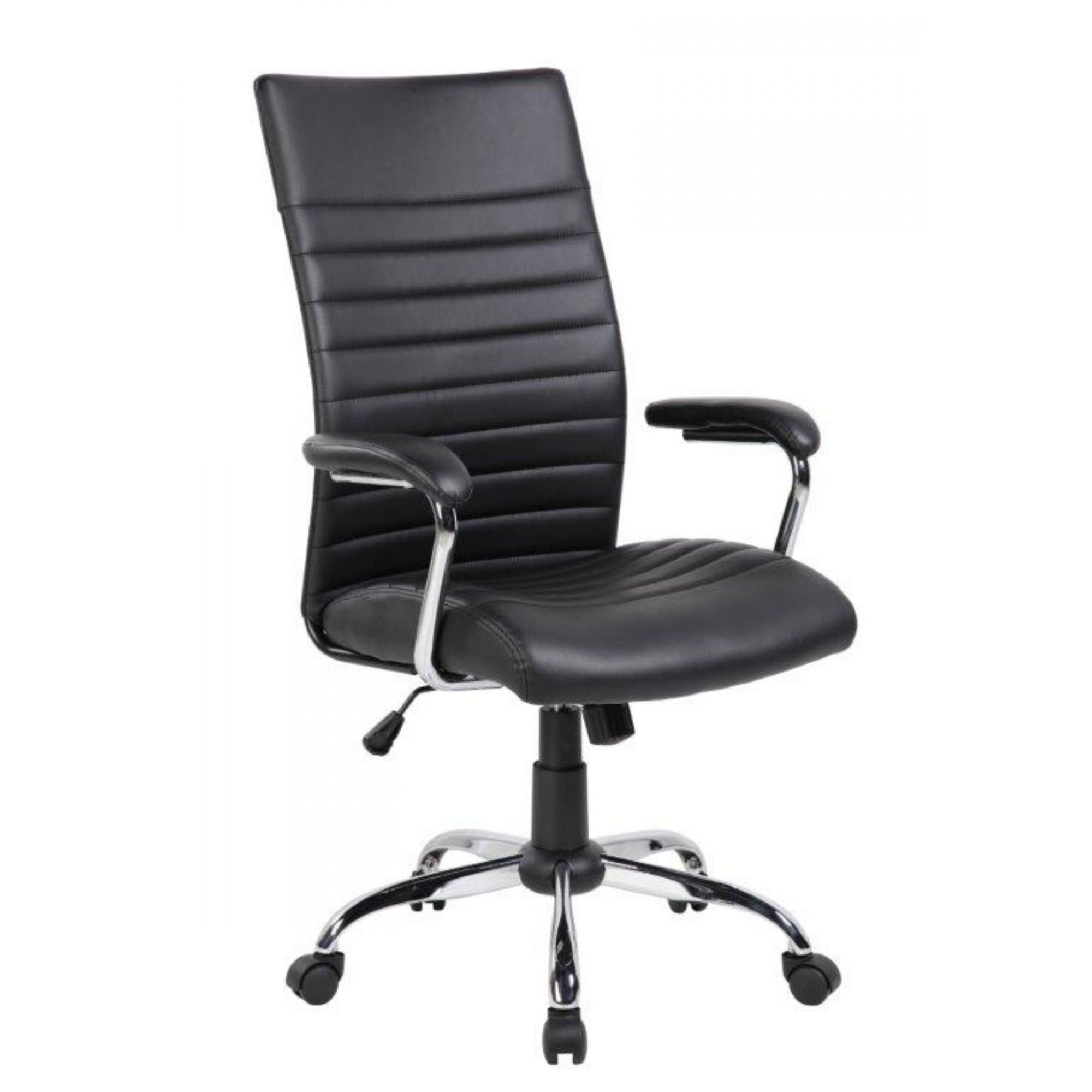 Conjunto com 1 Cadeira Presidente e 2 Cadeiras Interlocutores em Couro PU PEL-9023H/V Pretas