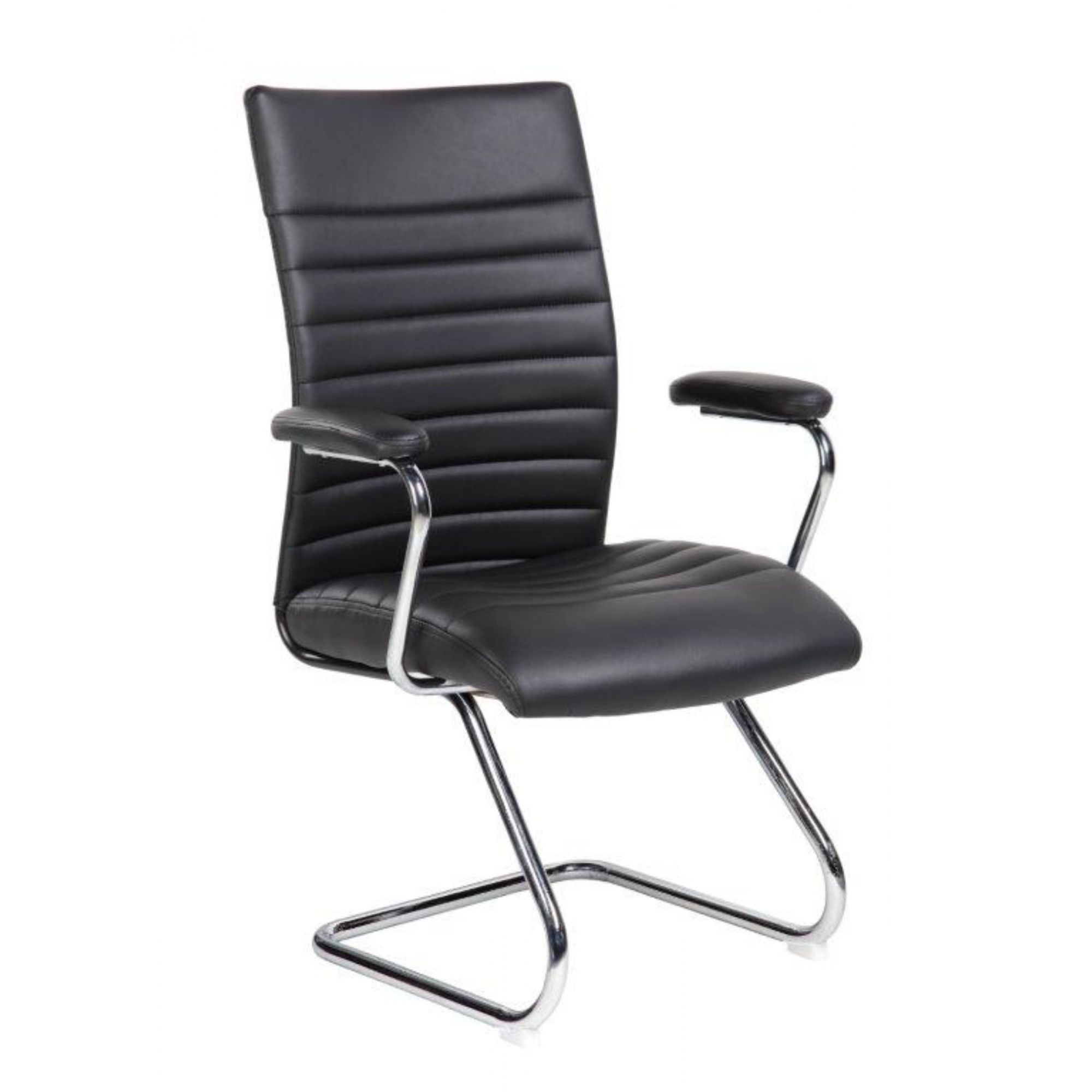 Conjunto com 1 Cadeira Presidente e 2 Cadeiras Interlocutores em Couro PU PEL-9023H/V Pretas