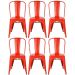 KIT 6 Cadeiras Design Tolix Metal Pelegrin PEL-1518 Cor Vermelha