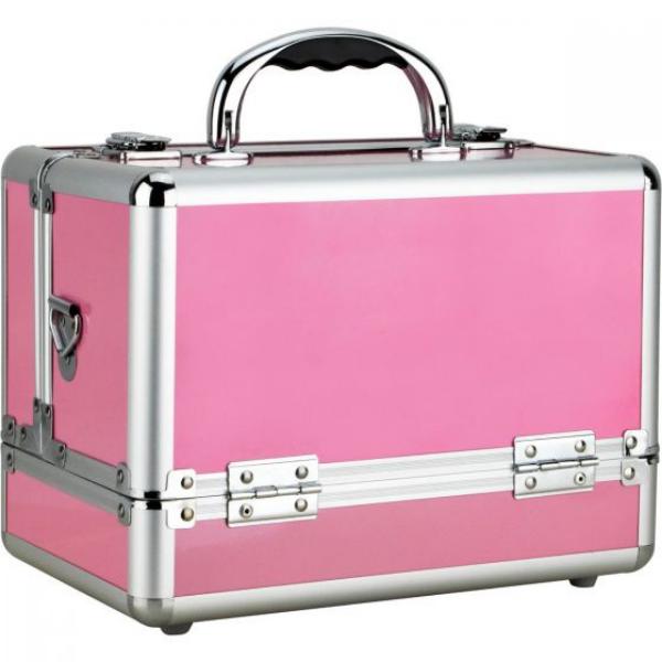Maleta Maquiagem Joias Manicure Alumínio ABS Pelegrin PEL-M1009 Rosa