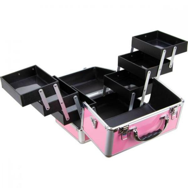 Maleta Maquiagem Joias Manicure Alumínio ABS Pelegrin PEL-M1009 Rosa