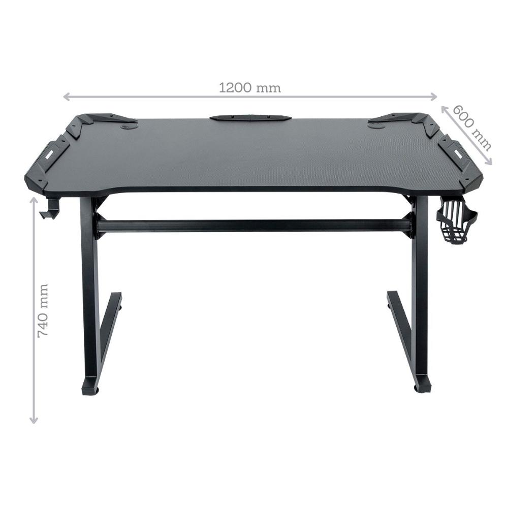 Mesa Gamer LED Pelegrin PEL-004P Preta Metal e MDF